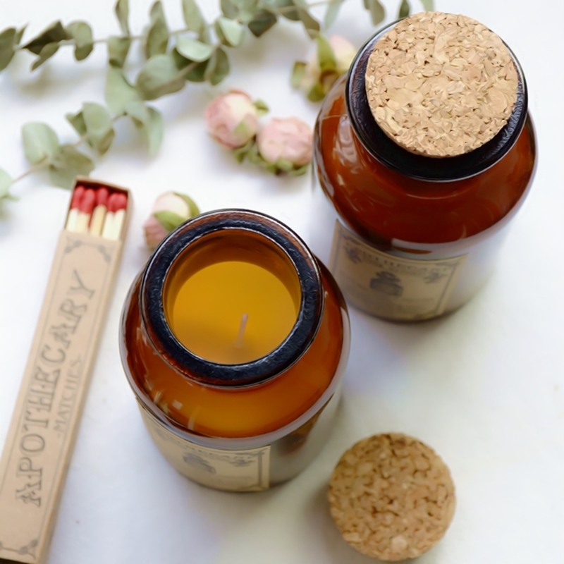 customize vintage amber apothecary candle jar soy candle jars glass