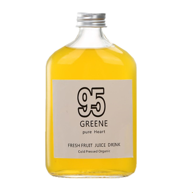 customized 50ml 100ml 200ml 250ml 350ml 500ml flat glass beverage bottle for cold brew with screw cap