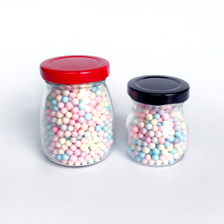 customized 50ml 100ml 200ml glass jelly jar pudding jar with metal lid