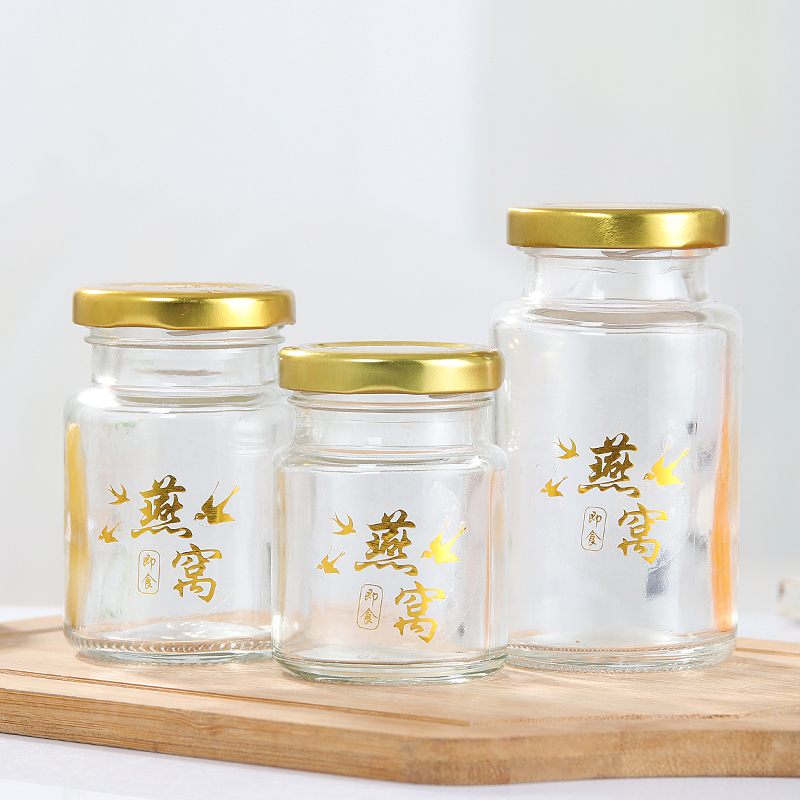 customized 75ml 100ml 150ml round clear glass jar for edible bird's nest
