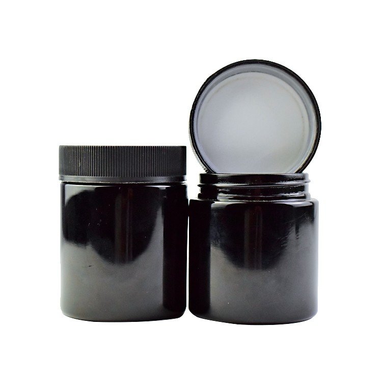 customized Logo black jar child resistant UV with glass lid matte and glossy black glass candle jar