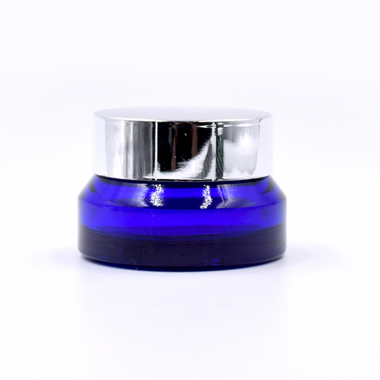 customized blue glass container skincare eye cream lotion glass jar