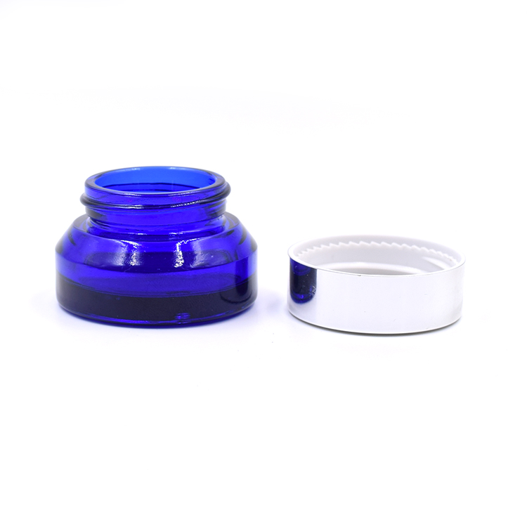 customized blue glass container skincare eye cream lotion glass jar