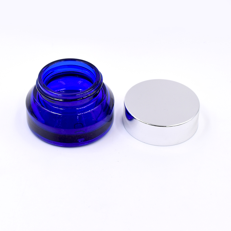 customized blue glass container skincare eye cream lotion glass jar