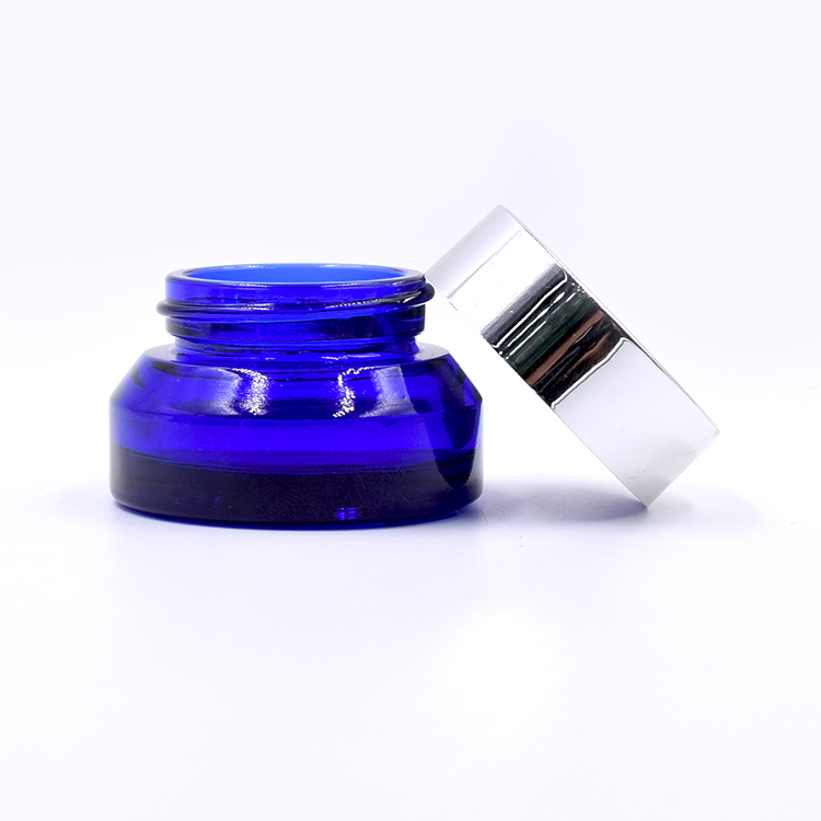customized blue glass container skincare eye cream lotion glass jar