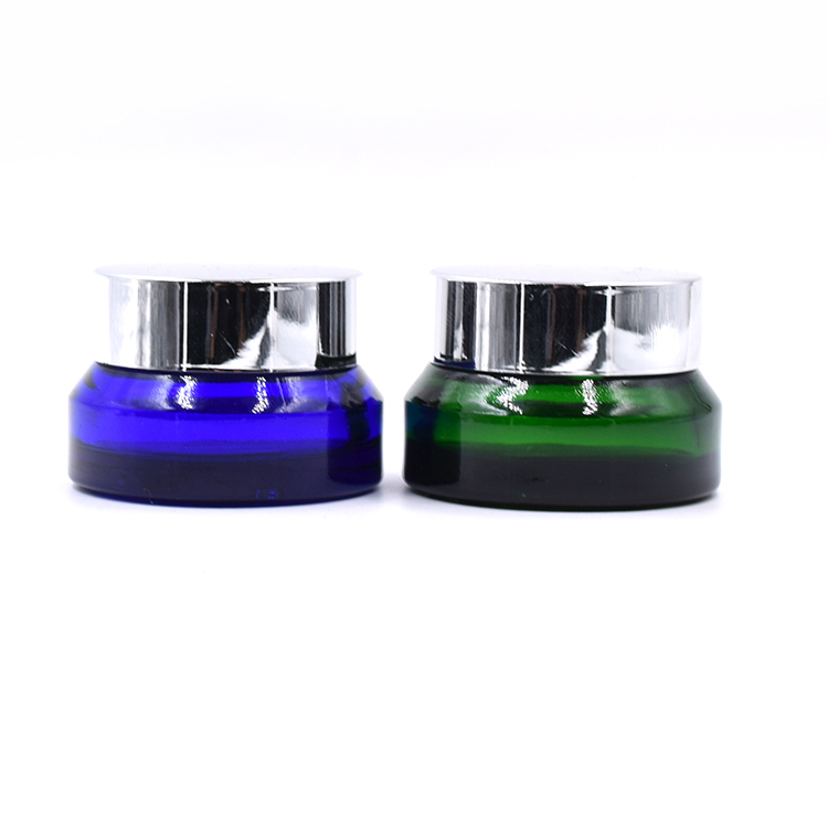 customized blue glass container skincare eye cream lotion glass jar