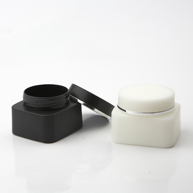 customized clear frosted high quality empty cosmetics plastic ABS 50ml black face cream jar