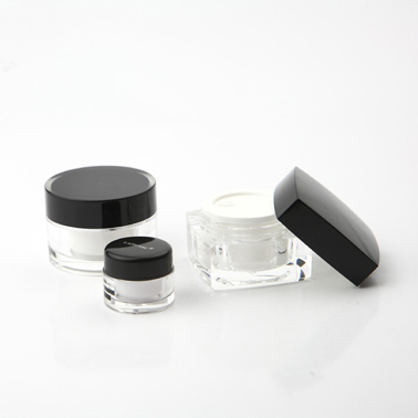 customized clear frosted high quality empty cosmetics plastic ABS 50ml black face cream jar