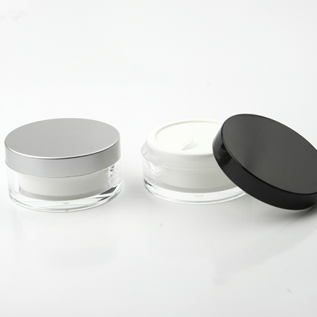 customized clear frosted high quality empty cosmetics plastic ABS 50ml black face cream jar