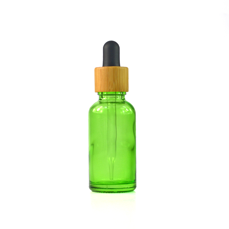 customized color pink yellow black 5ml 10ml 15ml 20ml 30ml 50ml 100ml bamboo lid printing glass dropper bottle