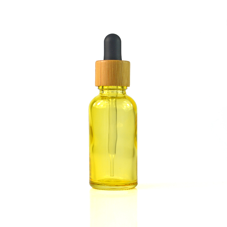 customized color pink yellow black 5ml 10ml 15ml 20ml 30ml 50ml 100ml bamboo lid printing glass dropper bottle