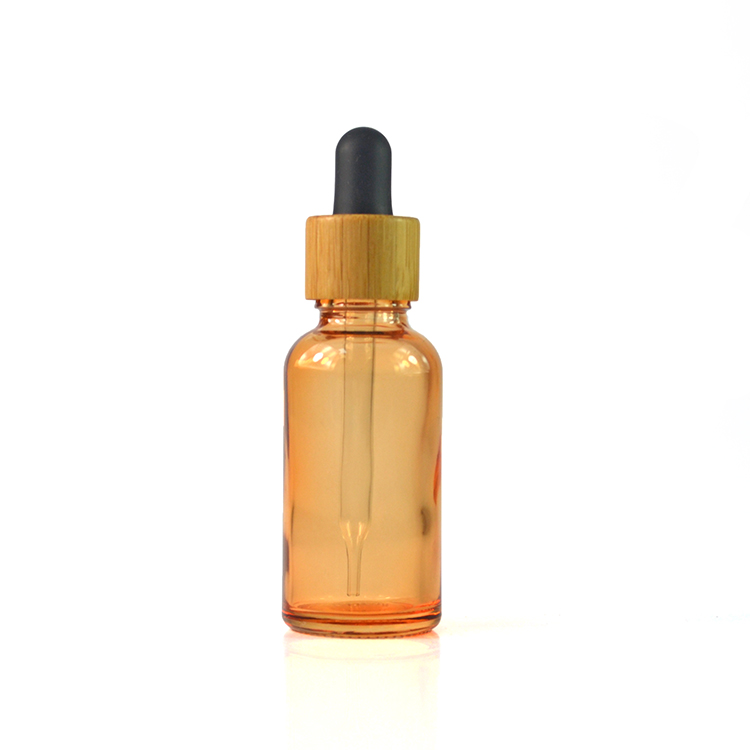 customized color pink yellow black 5ml 10ml 15ml 20ml 30ml 50ml 100ml bamboo lid printing glass dropper bottle