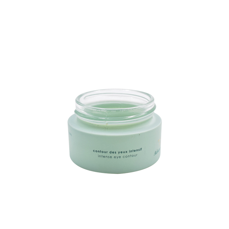 customized colorful green frosted glass gold cap container for skincare eye cream lotion glass jar