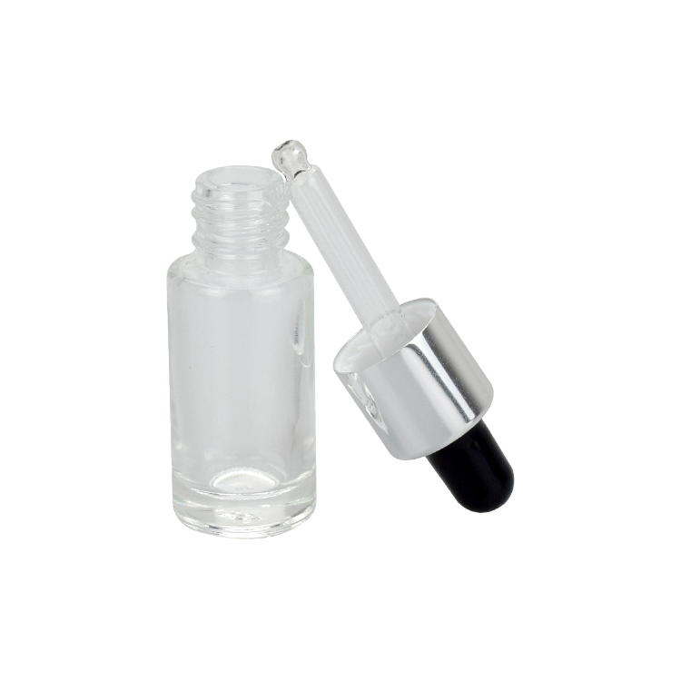 customized cosmetic sample package 4ml clear glass essential oil serum gift bottle with aluminum dropper
