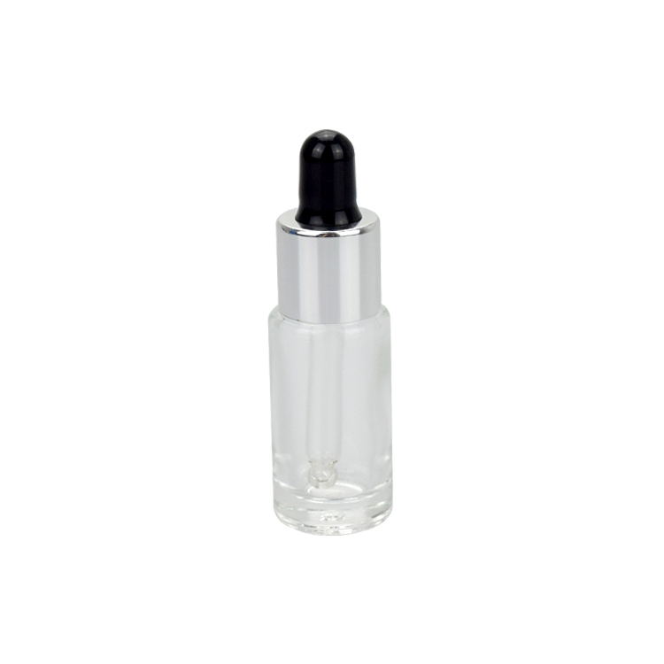 customized cosmetic sample package 4ml clear glass essential oil serum gift bottle with aluminum dropper