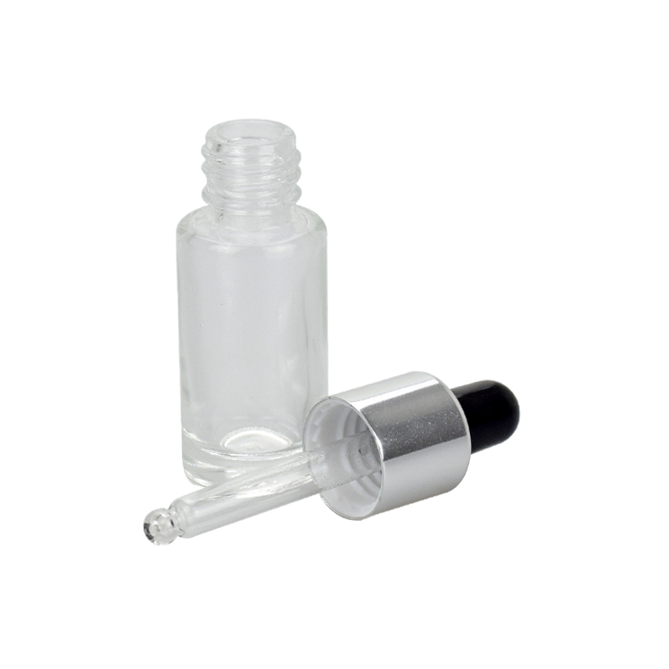 customized cosmetic sample package 4ml clear glass essential oil serum gift bottle with aluminum dropper