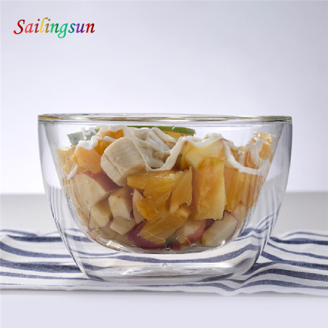 customized custom printing logo handmade pyrex glass water ice bowl