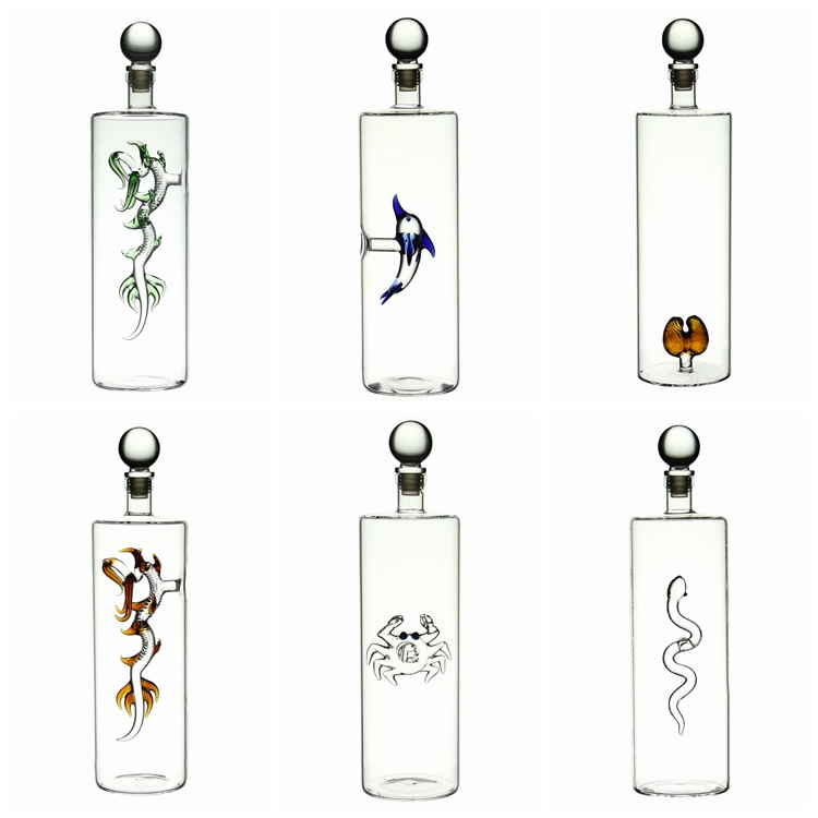 customized empty animal decanter glass whiskey vodka decanter glass animal bottle