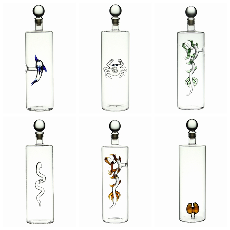 customized empty animal decanter glass whiskey vodka decanter glass animal bottle