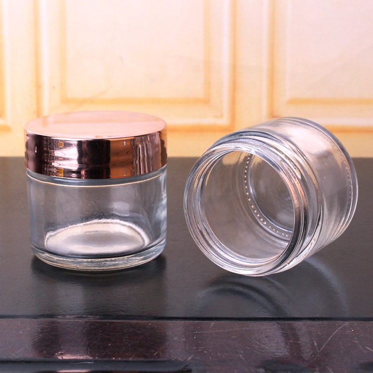 customized empty mini round 70ml transparent glass jar with screw black