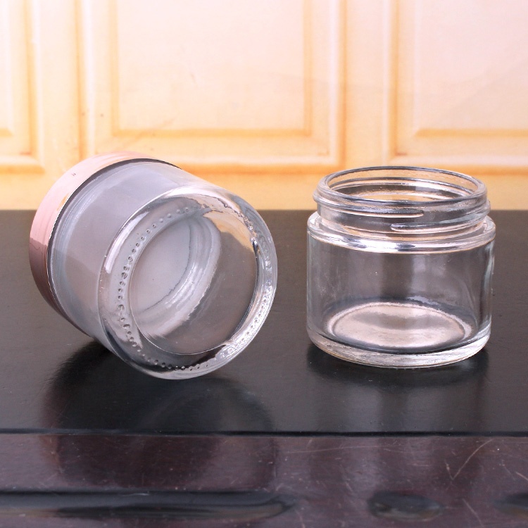 customized empty mini round 70ml transparent glass jar with screw black