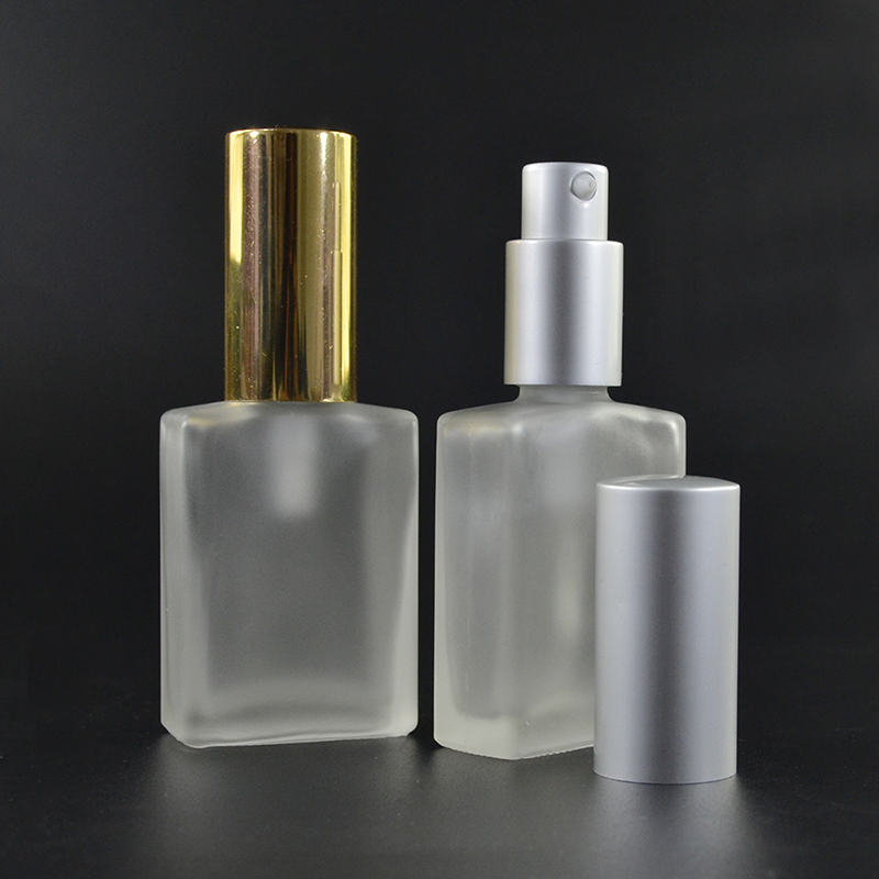 customized frost Clear 1oz 15ml 30ml 50ml 100ml rectangular square glass bottle with lotion pump cap