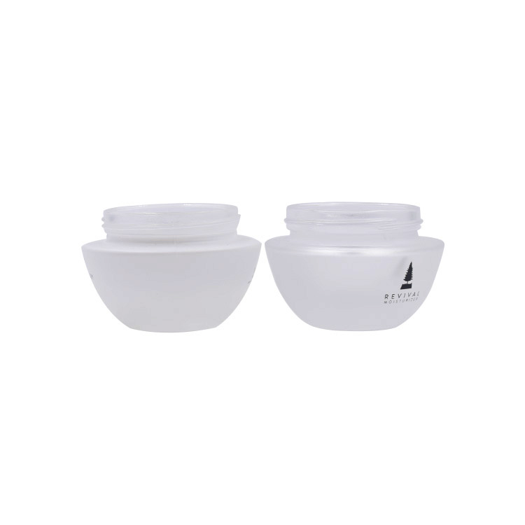 customized frosted white glass container skincare eye cream lotion glass jar