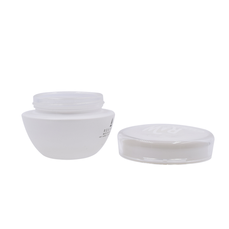 customized frosted white glass container skincare eye cream lotion glass jar