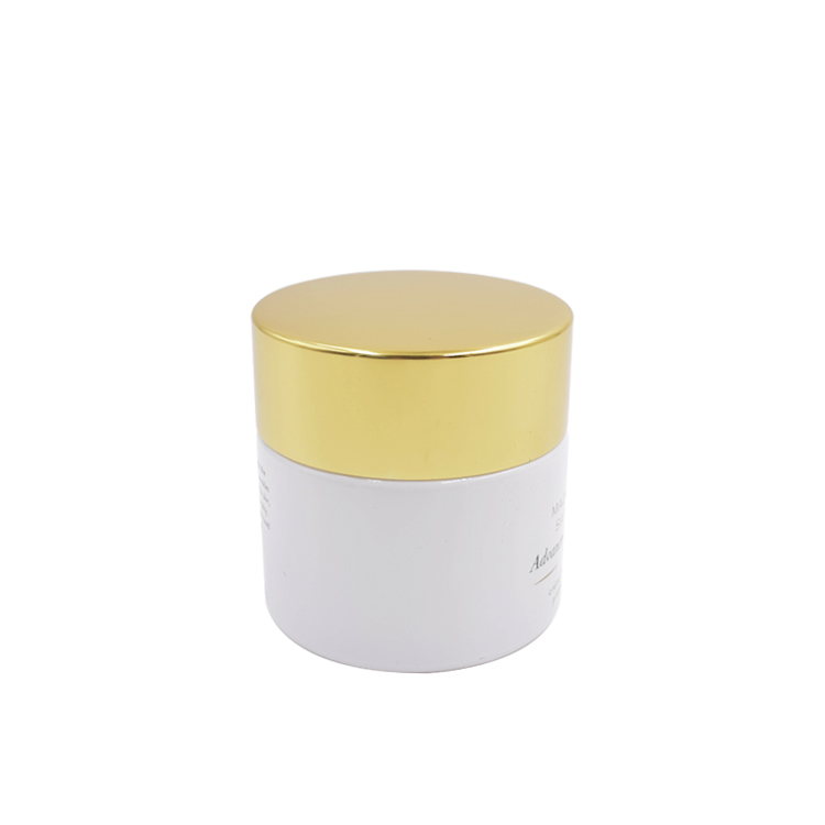 customized frosted white glass gold aluminum cap container for skincare eye cream lotion glass jar