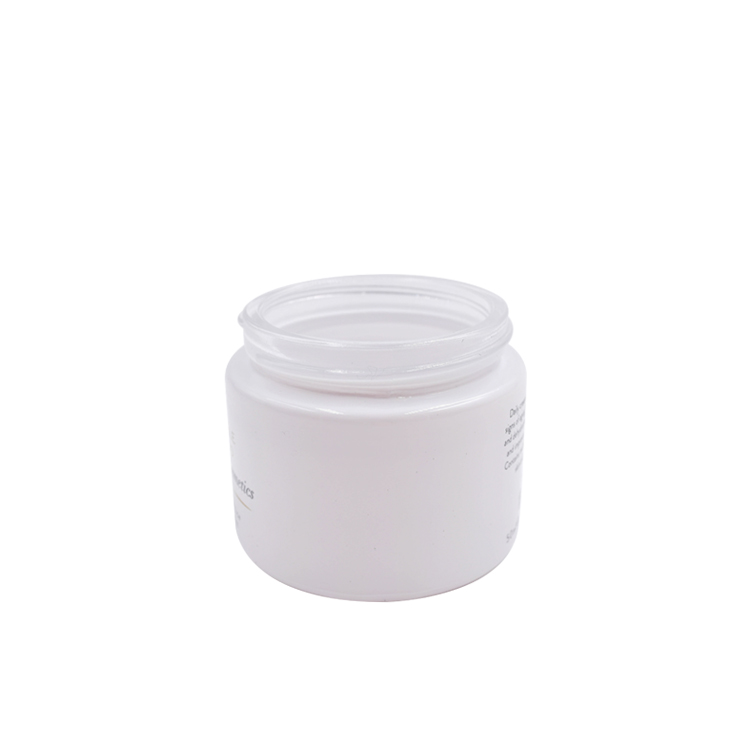 customized frosted white glass gold aluminum cap container for skincare eye cream lotion glass jar