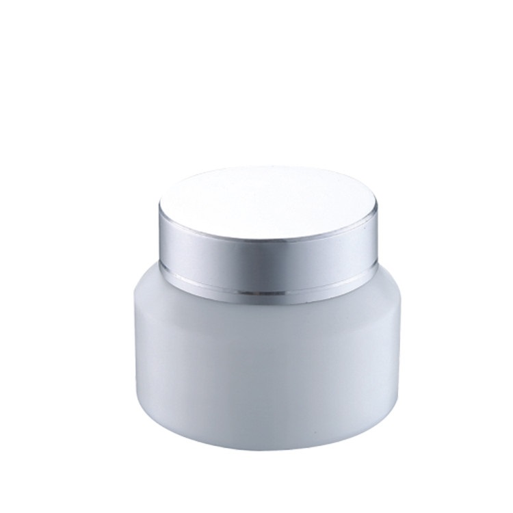 customized frosted white glass white aluminum cap container for skincare eye cream lotion glass jar