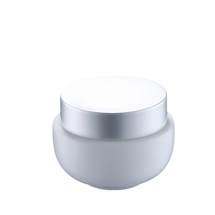 customized frosted white glass white aluminum cap container for skincare eye cream lotion glass jar