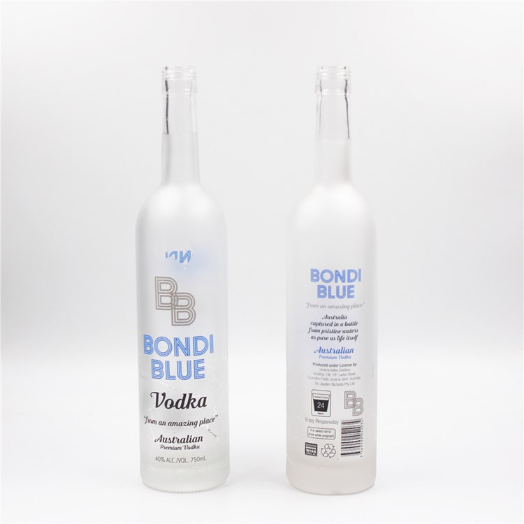 customized logo frosted matte thick bottom liquor wine vodka brandy glass bottle with cork 500ml 750ml