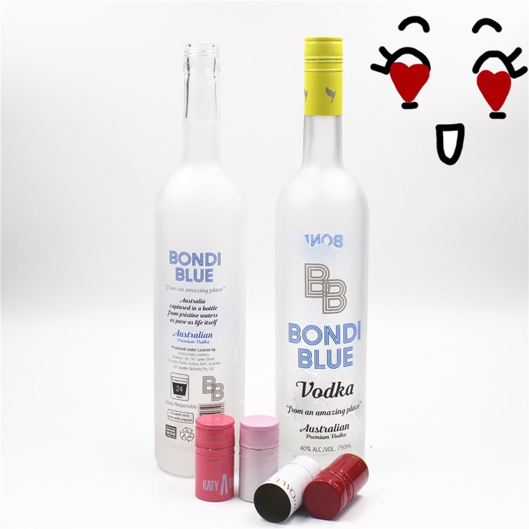 customized logo frosted matte thick bottom liquor wine vodka brandy glass bottle with cork 500ml 750ml