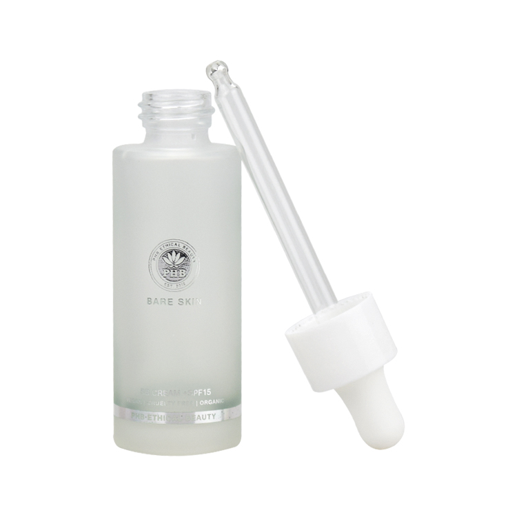 customized logo frosting 1oz 30ml flat shoulder glass serum oil dropper bottle with hot stamping
