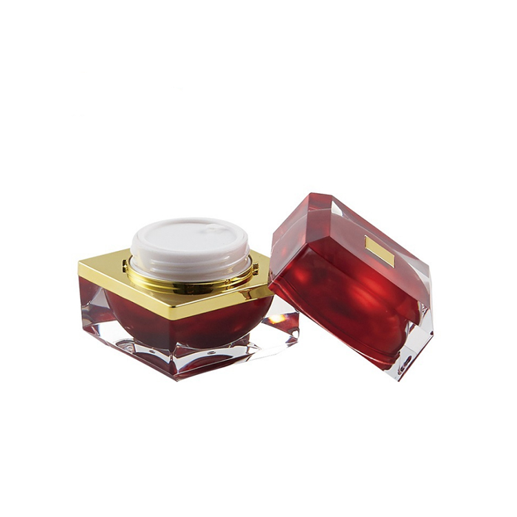 customized logo printing acrylic plastic cosmetic jars square shape gold top for eye shadow cream 15g