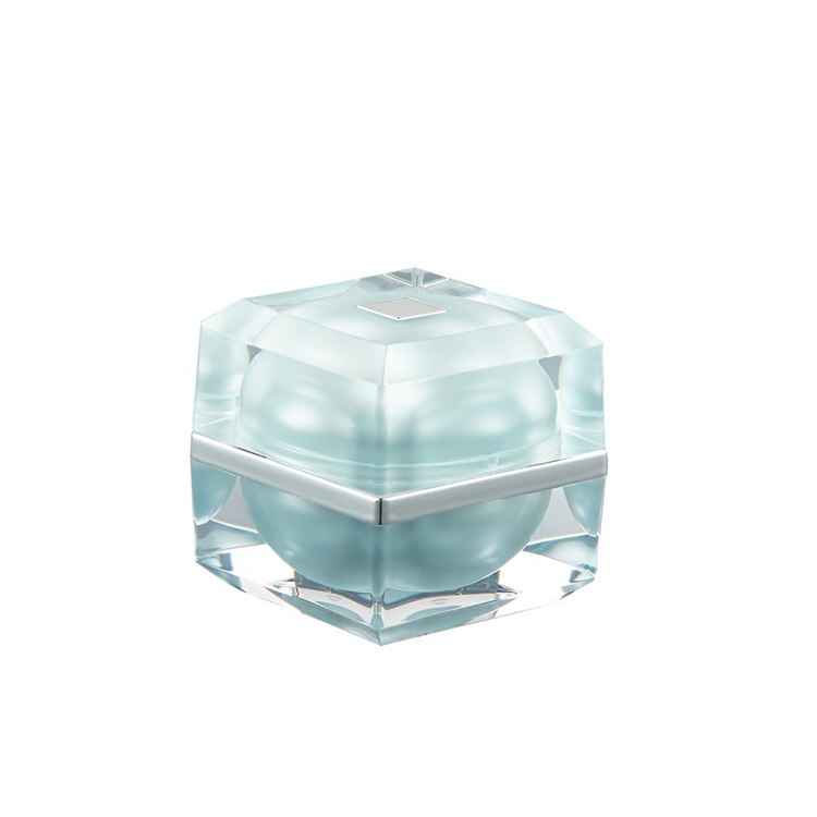 customized logo printing acrylic plastic cosmetic jars square shape gold top for eye shadow cream 15g