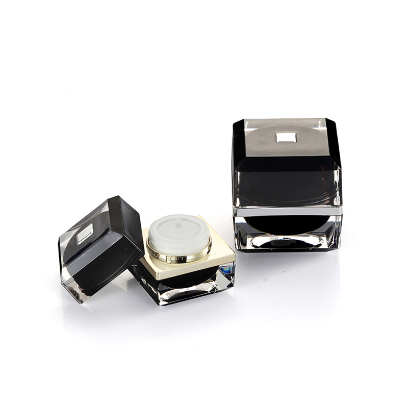customized logo printing acrylic plastic cosmetic jars square shape gold top for eye shadow cream 15g