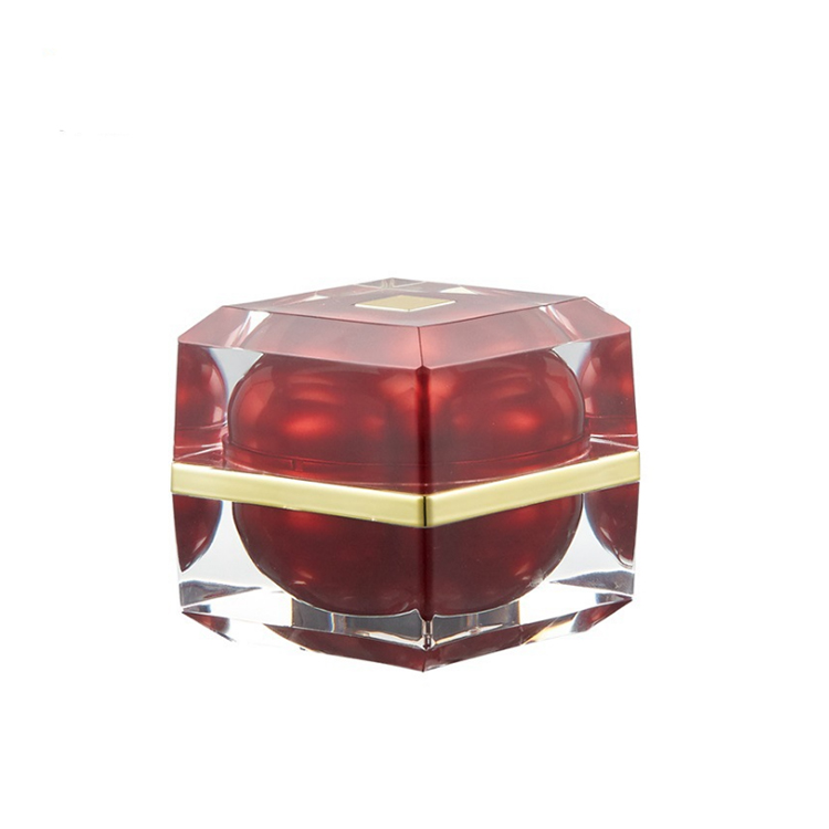 customized logo printing acrylic plastic cosmetic jars square shape gold top for eye shadow cream 15g