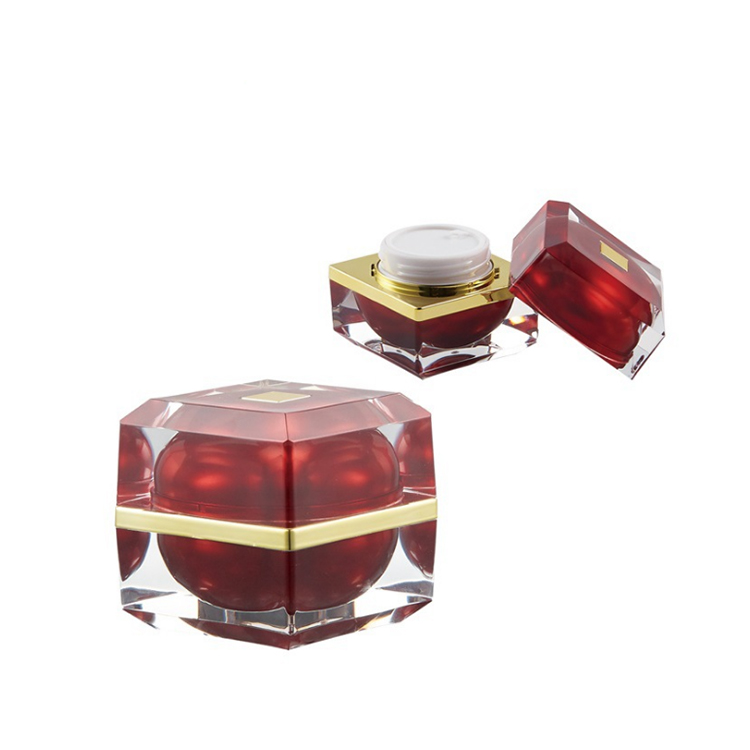 customized logo printing acrylic plastic cosmetic jars square shape gold top for eye shadow cream 15g