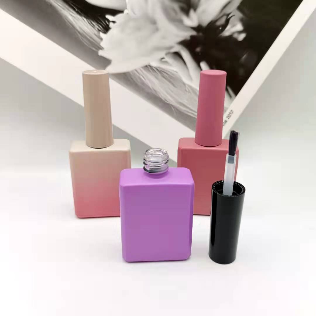 customized logo private label square 15ml frosted custom unique gel nail polish bottle glass