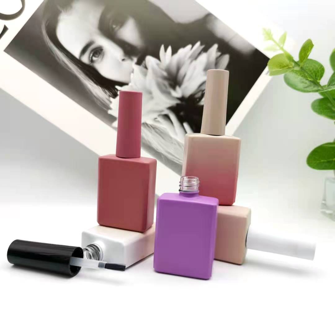 customized logo private label square 15ml frosted custom unique gel nail polish bottle glass