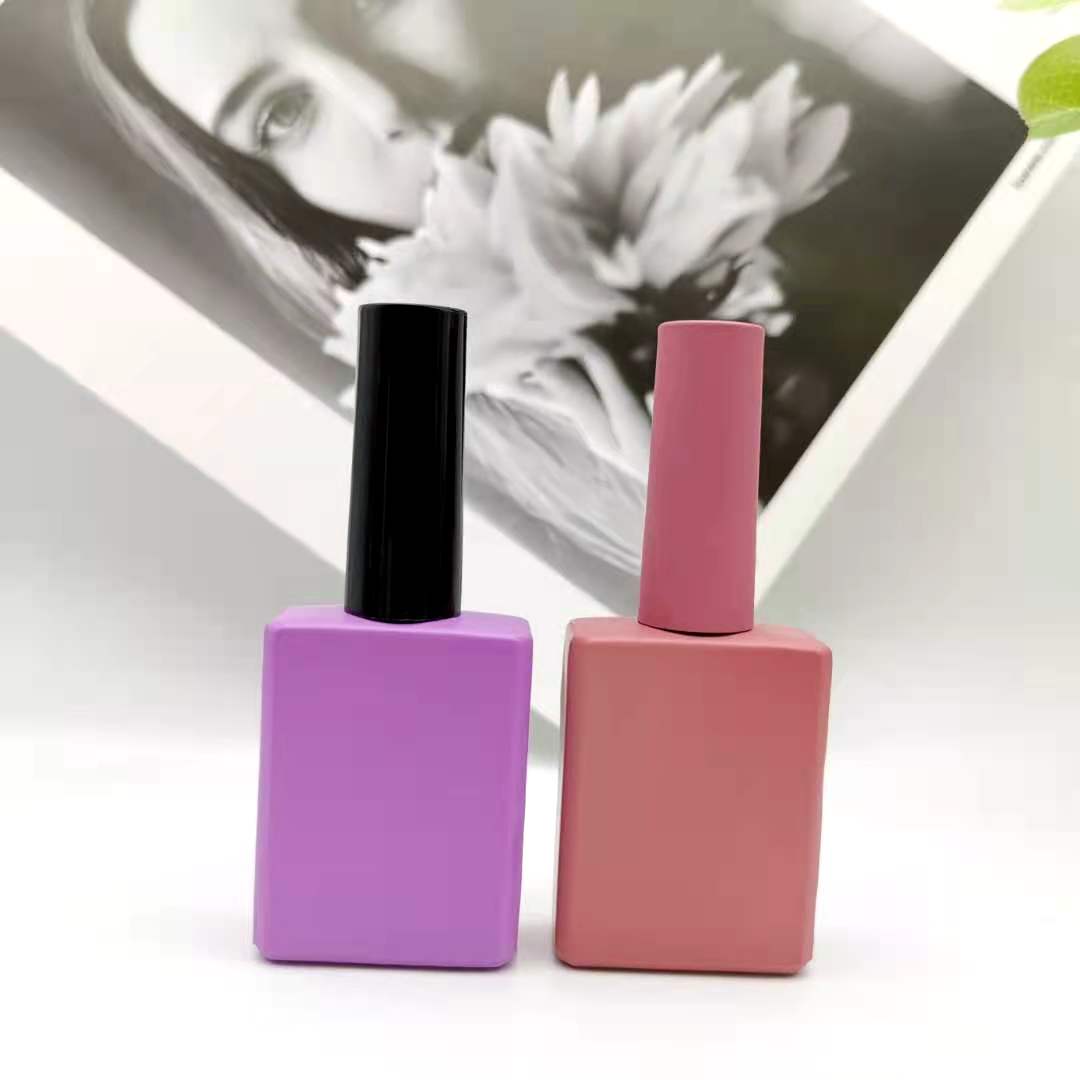 customized logo private label square 15ml frosted custom unique gel nail polish bottle glass