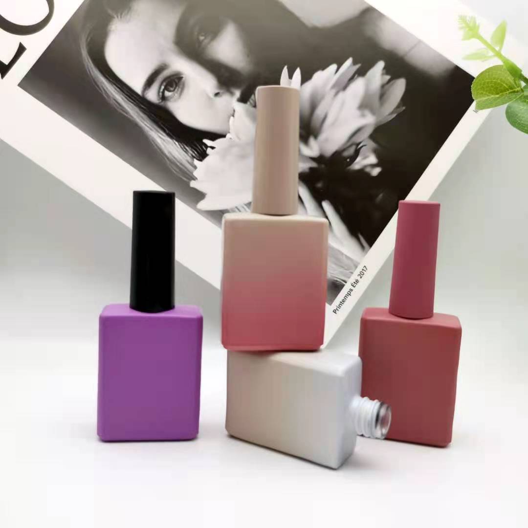 customized logo private label square 15ml frosted custom unique gel nail polish bottle glass