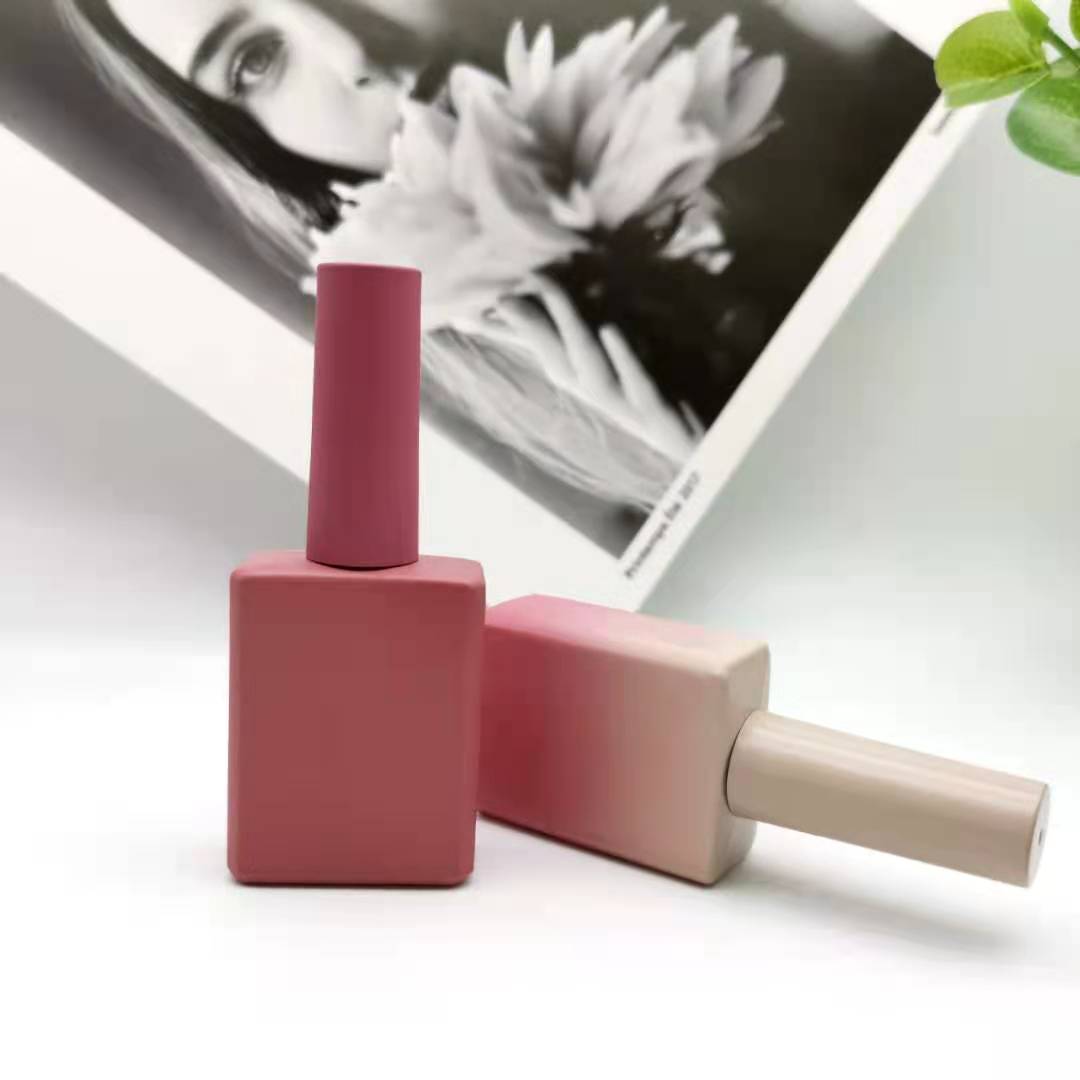 customized logo private label square 15ml frosted custom unique gel nail polish bottle glass