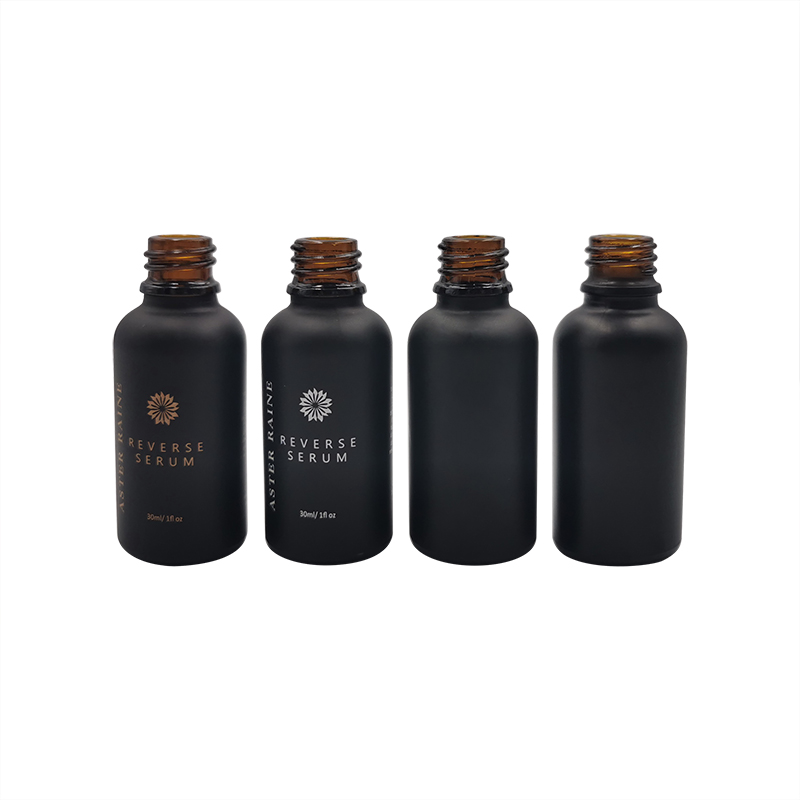 customized matte black essential oil bottle with aluminum gold lid dropper bottles frosted 30ml black glass bottle