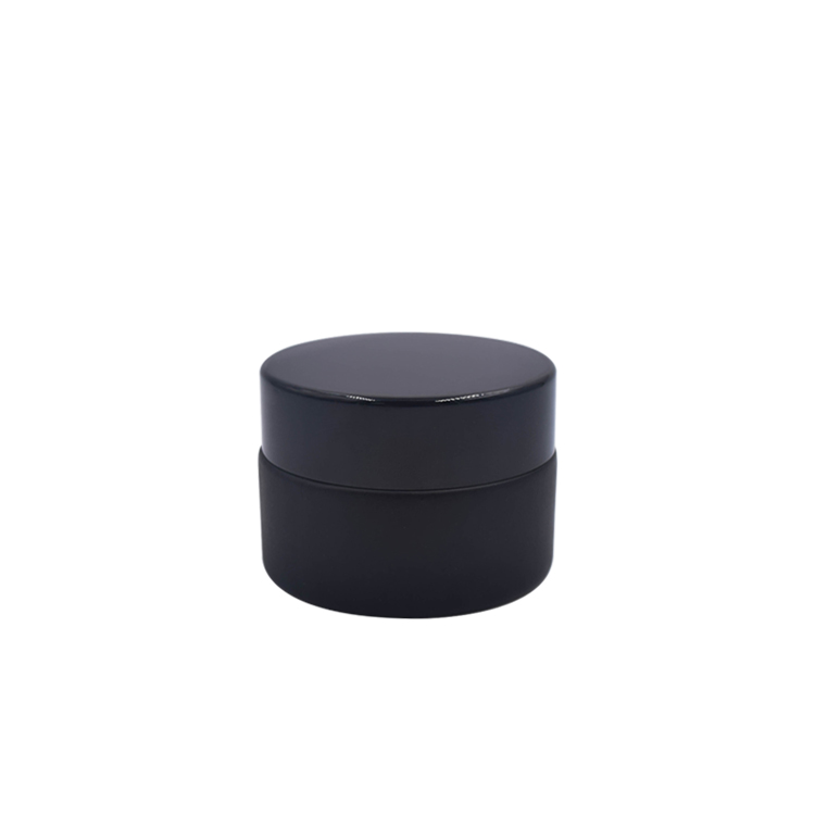 customized matte black glass black cap frosted container for skincare eye cream lotion glass jar