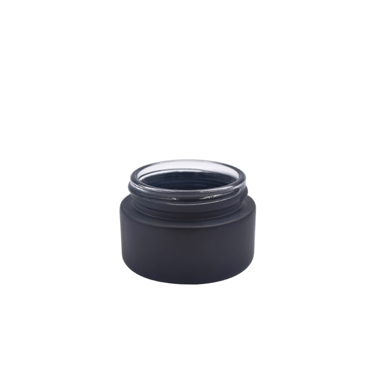 customized matte black glass black cap frosted container for skincare eye cream lotion glass jar