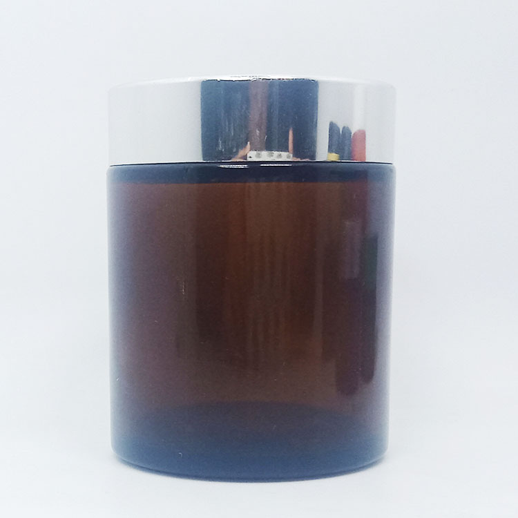 customized orange glass cosmetic jar for cosmetic packing