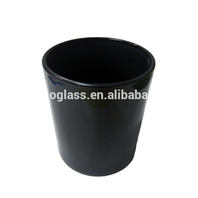 customized printing 150ml black glass candle jar